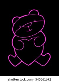 Teddy bear with heart icon. Sketchy style. hand drawn