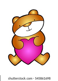 Teddy bear with heart icon. Sketchy style. hand drawn