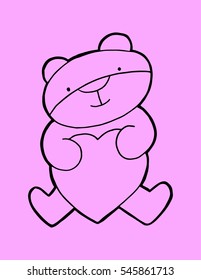 Teddy bear with heart icon. Sketchy style. hand drawn