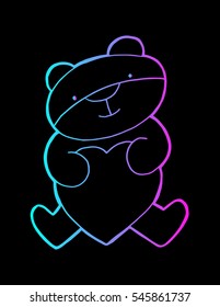 Teddy bear with heart icon. Sketchy style. hand drawn