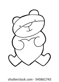 Teddy bear with heart icon. Sketchy style. hand drawn