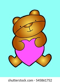 Teddy bear with heart icon. Sketchy style. hand drawn