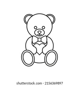 Teddy bear with heart icon. Vector. Line style.