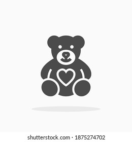 Teddy bear with heart icon. For your design, logo. Vector illustration.