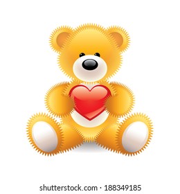 Teddy bear with heart isolated vector illustration