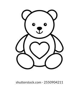 Teddy Bear With Heart Outline