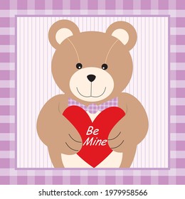 Ilustración del oso de peluche y de la forma del corazón para la tarjeta de San Valentín o boda