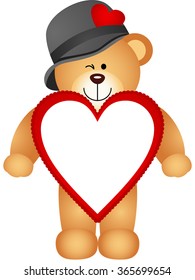 Teddy bear with heart shaped frame
