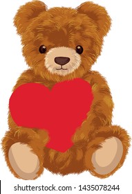 Teddy bear with heart vector illustration on white background