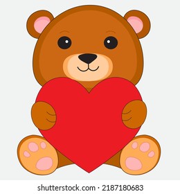 teddy bear with heart vector illustration