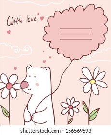 teddy bear holding a balloon, congratulates