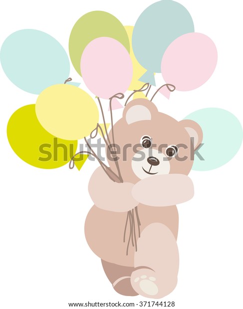 teddy bears holding balloons