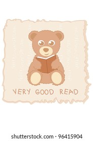 teddy bear holding book vector illustration