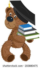 Teddy bear holding a books. Vector cartoon