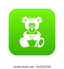 Teddy bear holding a heart icon digital green for any design isolated on white vector illustration