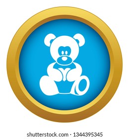 Teddy bear holding a heart icon blue vector isolated on white background for any design
