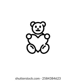 Teddy Bear Holding Heart Icon vector