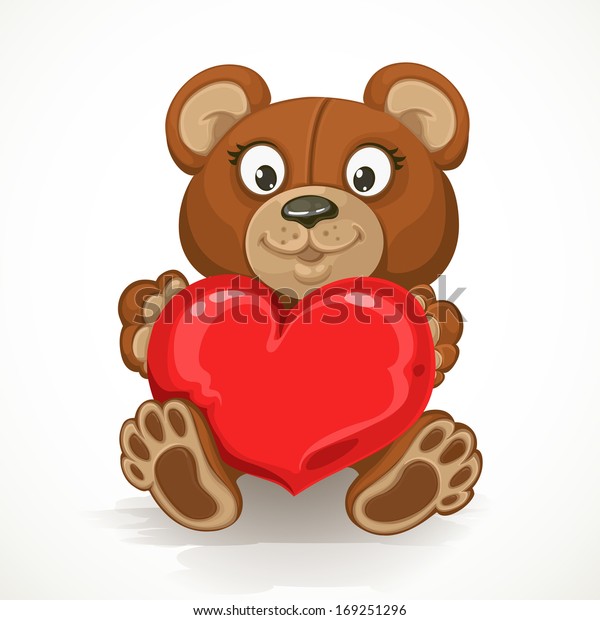 Teddy Bear Holding Heart Isolated On Stock Vector Royalty Free 169251296