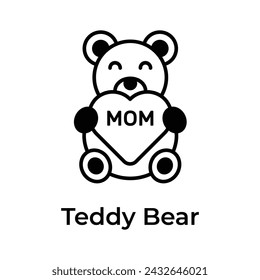A teddy bear holding heart showing concept icon of mothers day celebration