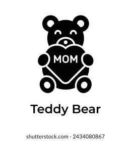 A teddy bear holding heart showing concept icon of mothers day celebration