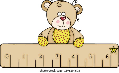 Teddy bear holding a little ruler