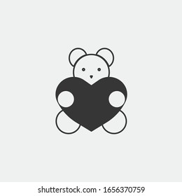 Teddybär mit Liebessymbol für Vektorillustration