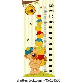 teddy bear holding pots of honey - vector illustration, eps