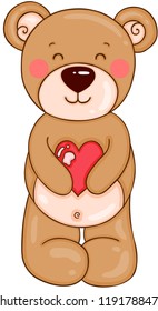 Teddy bear holding a red heart