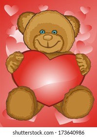 Teddy Bear Holding a red Heart