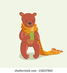 Teddy bear with hot drink