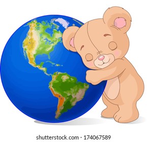  Teddy Bear hugging the Earth