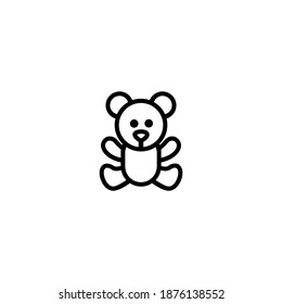 Teddy bear icon. Baby icon. Simple, flat, outline, black.