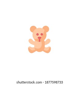 Teddy bear icon. Baby icon. Simple, flat, color, shading.