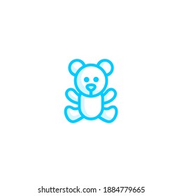 Teddy bear icon. Baby icon. Simple, flat, outline, blue, two tones.