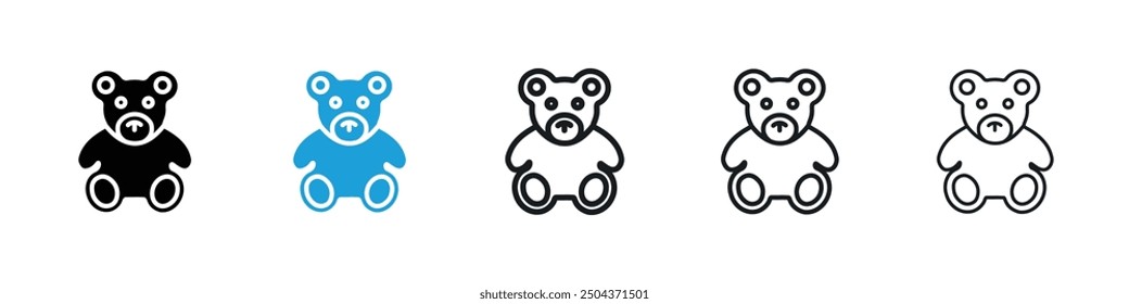 Teddy bear icon in black and blue colors