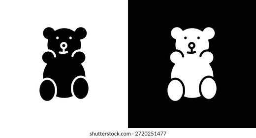 Pictograma plano negro del icono del oso de peluche. Para gráficos y Diseño web.