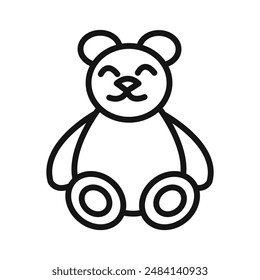 Teddy bear icon black and white vector sign