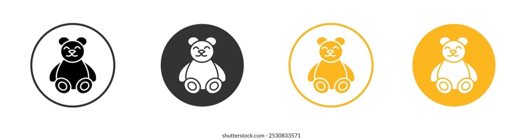 Teddy bear icon black and white vector outline sign
