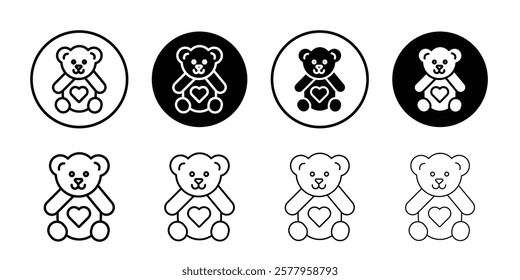 Teddy bear icon black and white vector sign