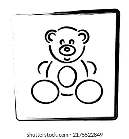 teddy bear icon. Brush frame. Vector illustration.