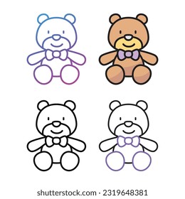 Teddy bear icon design in four variation color