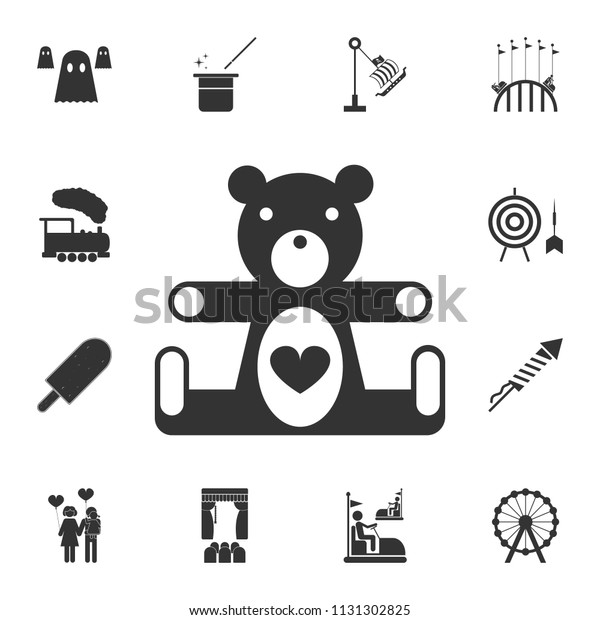 Teddy bear icon. Detailed set of attractions. Premium\
graphic design. One of the collection icons for websites, web\
design, mobile app