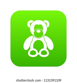 Teddy bear icon digital green for any design isolated on white vector illustration