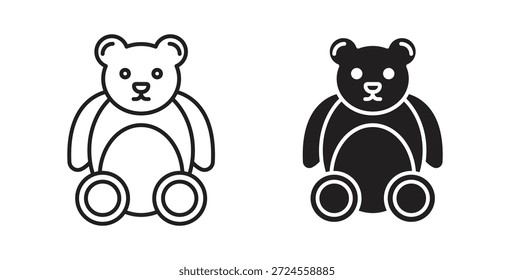 Ícone de urso de pelúcia em estilo rabiscar e traçado.