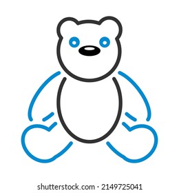 Teddy Bear Icon. Editable Bold Outline With Color Fill Design. Vector Illustration.