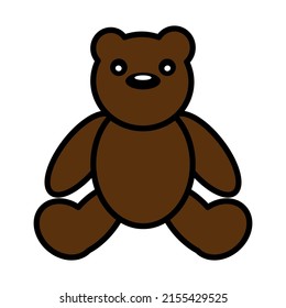 Teddy Bear Icon. Editable Bold Outline With Color Fill Design. Vector Illustration.