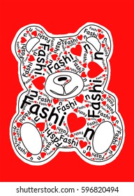 Teddy bear icon with fashion words Vector t shirt print