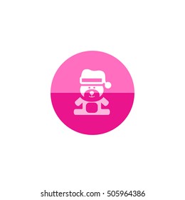 Teddy bear icon in flat color circle style. Christmas celebration gift