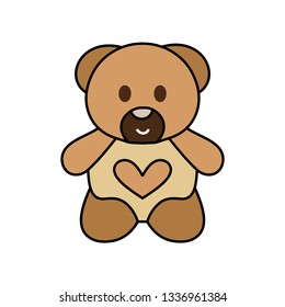 Teddy Bear icon flat - Illustration isolated vector sign