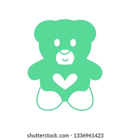 Teddy Bear icon flat - Illustration isolated vector sign